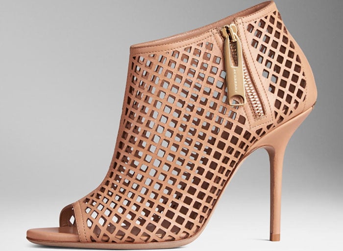 Burberry Lattice Peep-Toe Ankle Boots