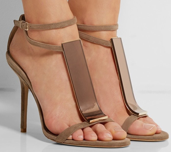 Burberry Prorsum Acrylic-Paneled Suede Sandals