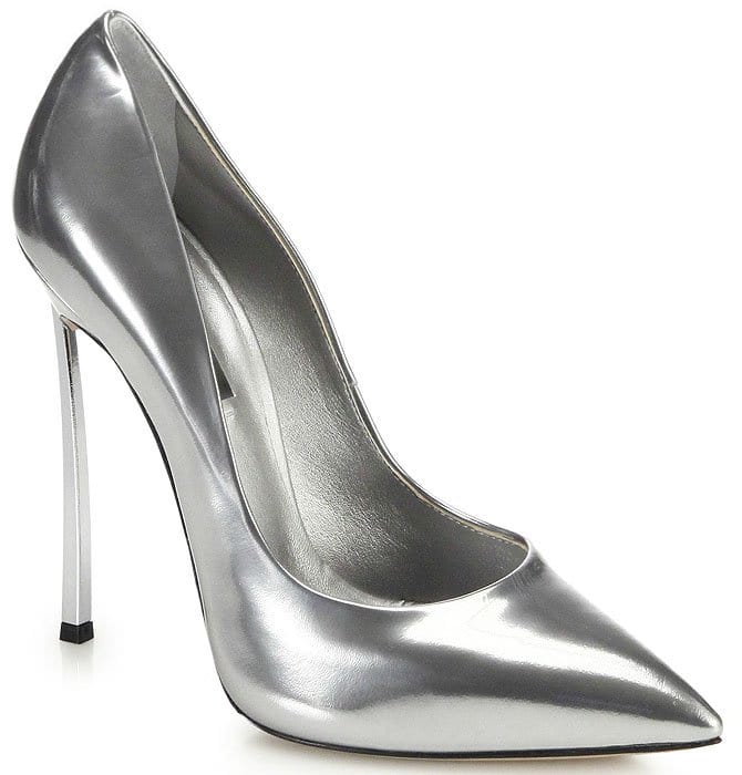 Casadei silver blade heel pumps