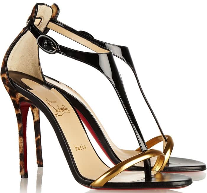 Christian Louboutin Animal Athena Alta 100 Leopard print and Patent leather Sandals