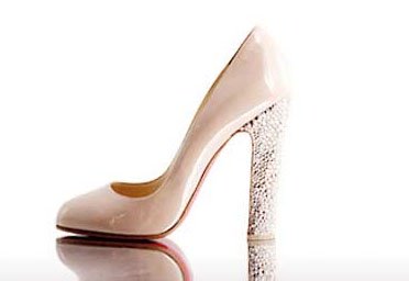 Christian Louboutin Fall 2006 "Clichy" Strass-Heel Nude Patent Pumps