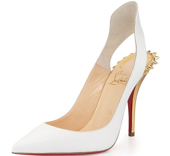 Christian Louboutin "Survivita" Spike Pumps in White/Gold