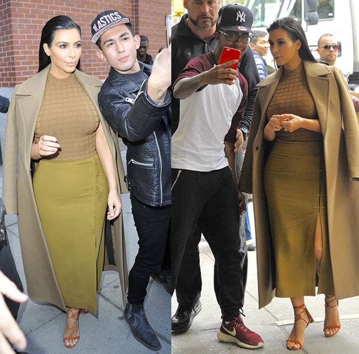 Fans taking selfies with Kim Kardashian in Soho