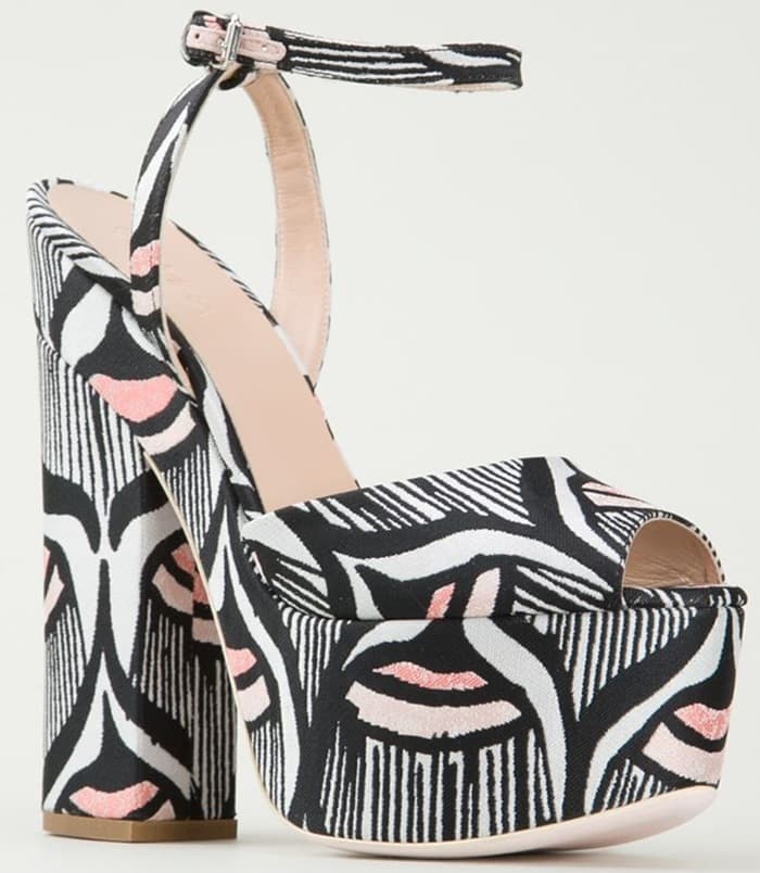 Giamba Printed Fabric-Covered Platform Sandals