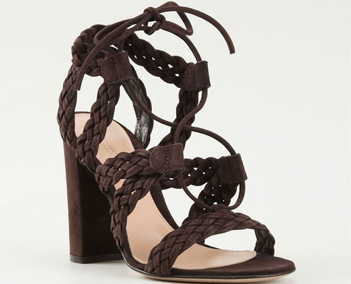 Gianvito Rossi Jimi Braided Sandals in Dark Brown