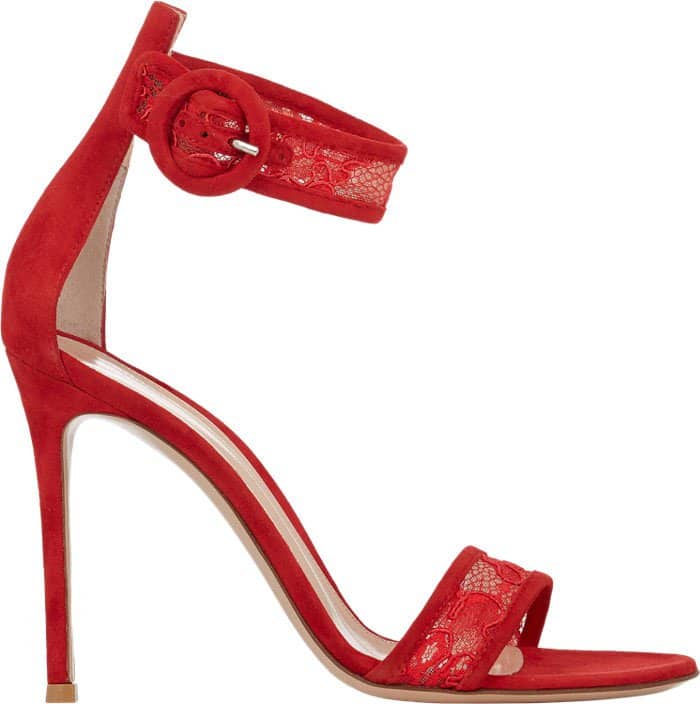 Gianvito Rossi Lace-Inset Ankle-Strap Sandals