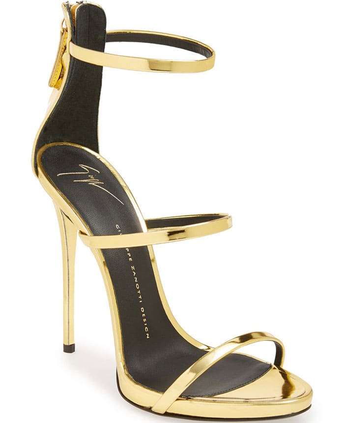 Giuseppe Zanotti "Coline" Strappy Sandals in Metallic Gold