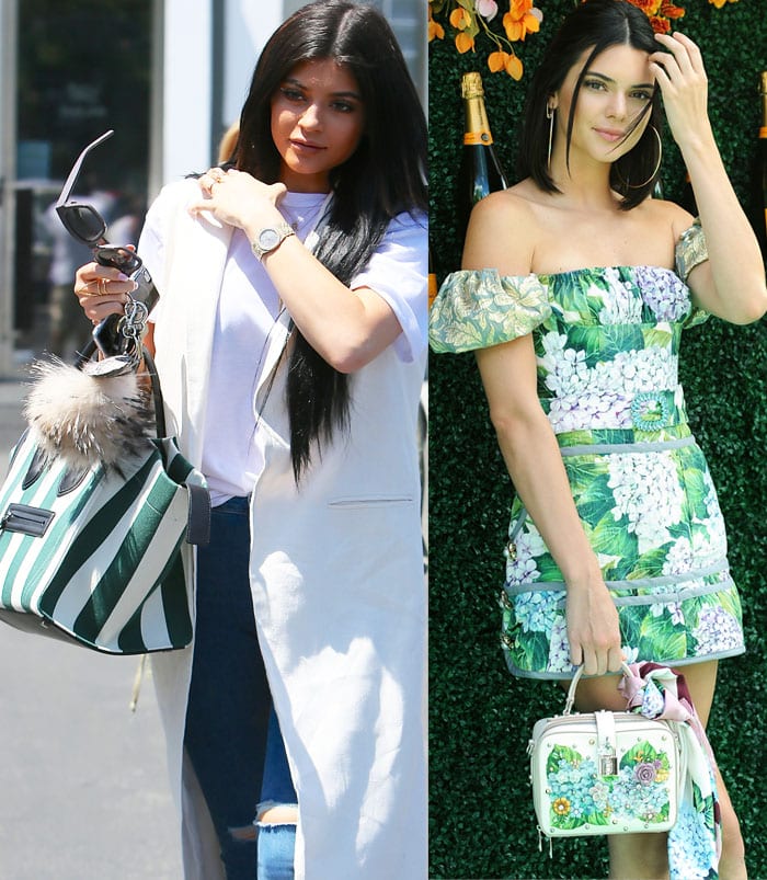 Sisters Kylie and Kendall Jenner experiment with green totes