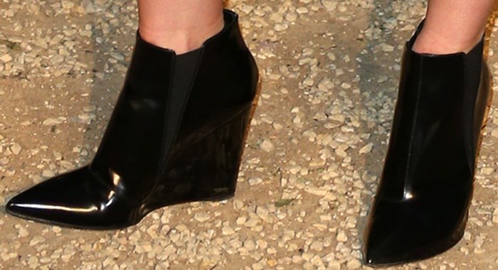 Jaime King's black platform booties