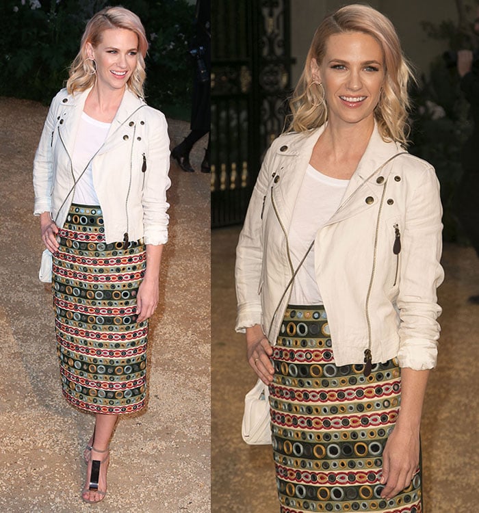 January Jones with smoky eyeshadow and glossy pink lip shade at Burberry's “London in Los Angeles” event