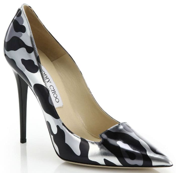 Jimmy Choo "Ari" Metallic Leopard-Print Leather Pumps