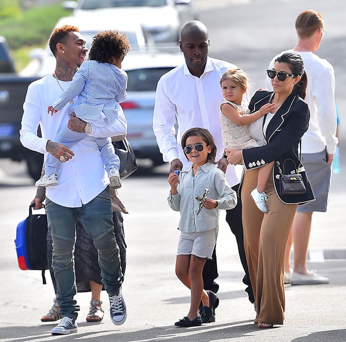 The extended Kardashian-Jenner family attending the Easter service at West Hills Church in the San Fernando Valley, Los Angeles County, on April 5, 2015