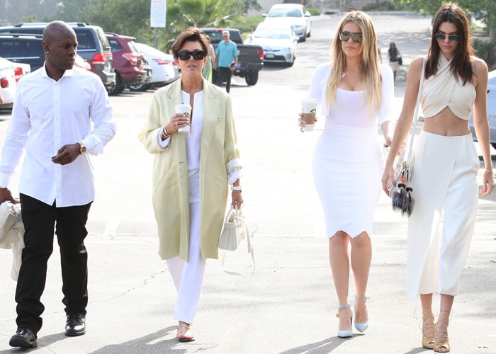 The Kardashian-Jenner family attend Easter service in Woodland Hills on April 5, 2015