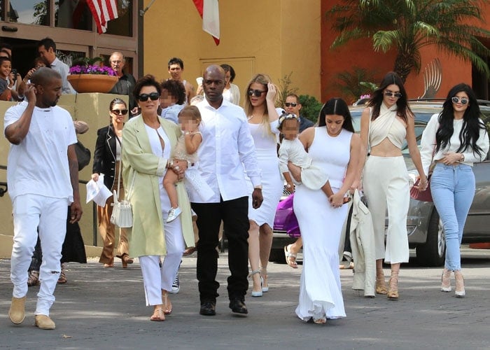 The Kardashian-Jenner family attend Easter service in Woodland Hills on April 5, 2015