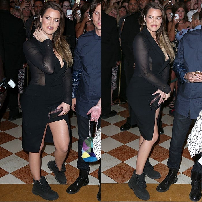 Khloe Kardashian wearing Timberland boots