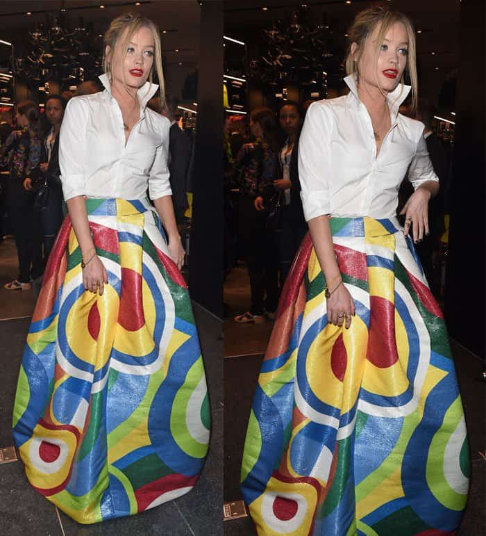 Laura Whitmore attends the DSQUARED2 London flagship store opening in London on April 21, 2015