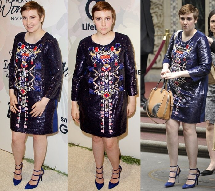 Lena Dunham flaunts her legs in Nicholas Kirkwood Hatton pumps