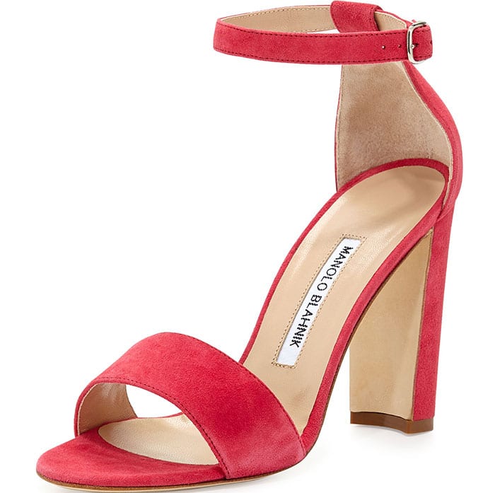 Manolo Blahnik Lauratopri Ankle-Strap Sandals Suede