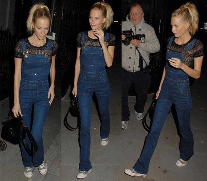 Poppy Delevingne in Frame Denim overalls in London, October 2014