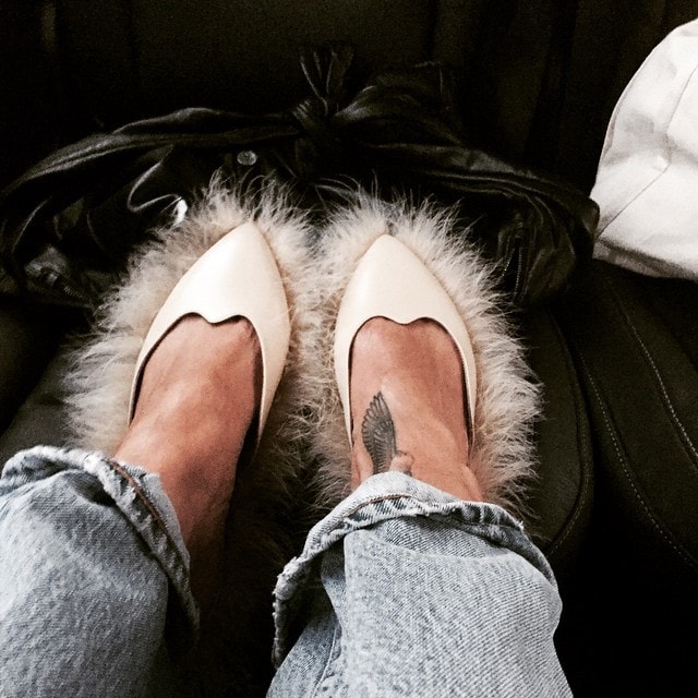 Rihanna's Instagram post of her Simone Rocha fluff-trim leather mules