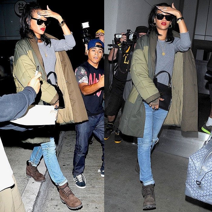 Rihanna wearing Timberland boots