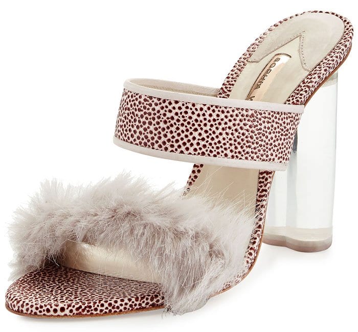 Shrimps x Sophia Webster "Skye" Faux-Fur-Trim Faux-Stingray Sandals