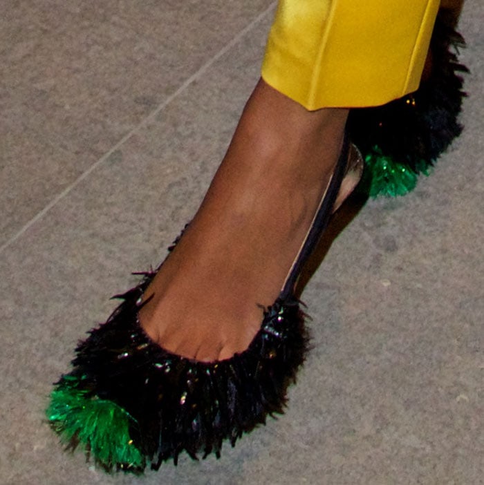 Solange Knowles in Rochas slingback pumps