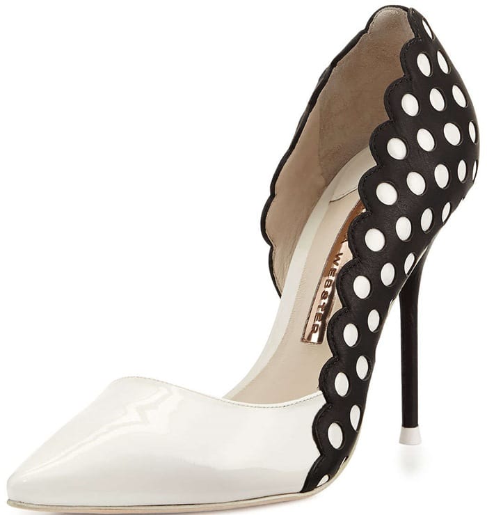 Sophia Webster Mika Polka Dot-Paneled Patent Leather d'Orsay Pumps