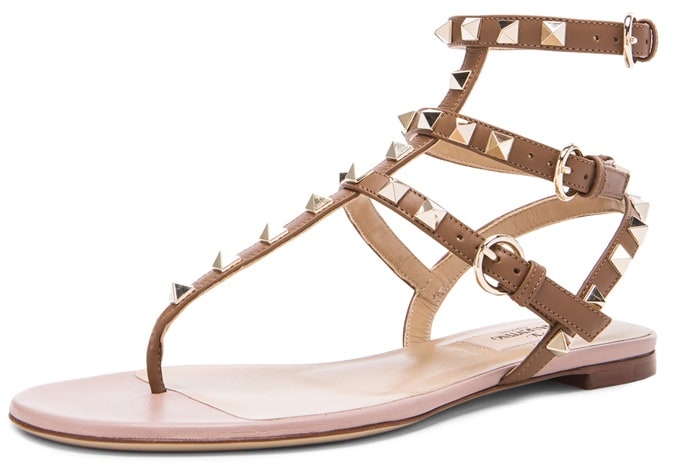 Valentino Rockstud Gladiator Leather Sandals