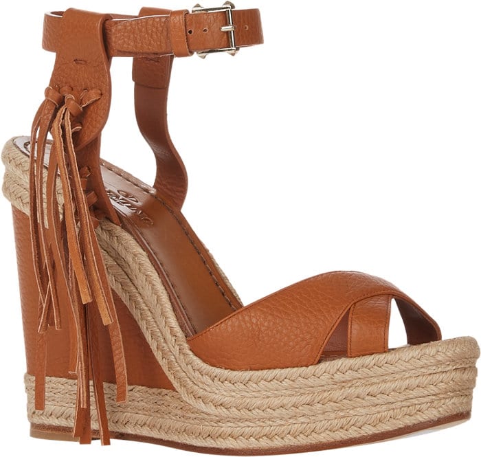 Valentino Fringe-Trim Platform Wedge Sandals