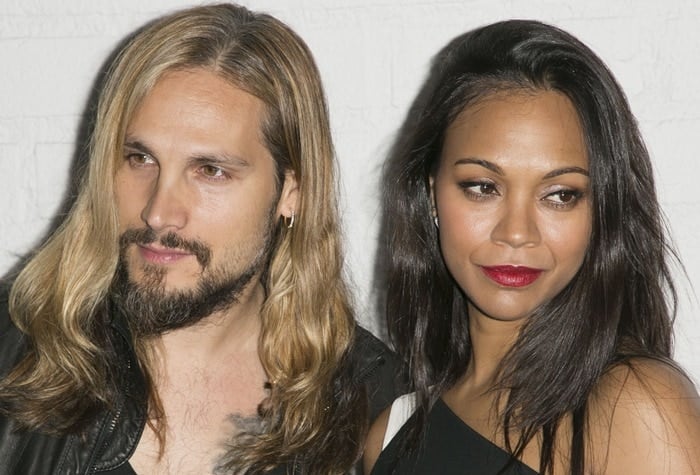 Zoe Saldaña and Marco Perego at the Samsung launch of the Galaxy S 6 and Galaxy S 6 Edge
