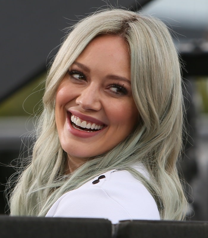 Hilary Duff appears on Extra for an interview at Universal Studios in Los Angeles, CA on April 7, 2015