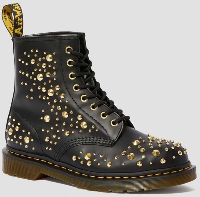 Dr. Martens 1460 Midas Smooth Leather Gold Studded Boots