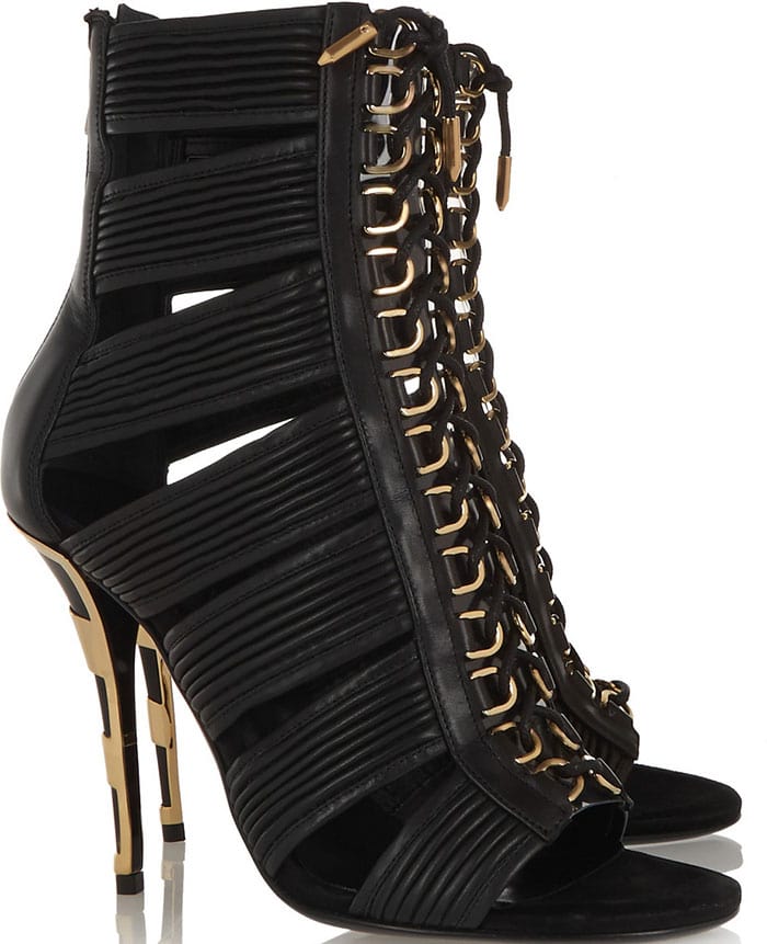 Balmain Hopi Leather Cage Sandals