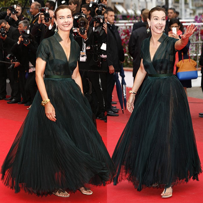 Carole Bouquet flats red carpet