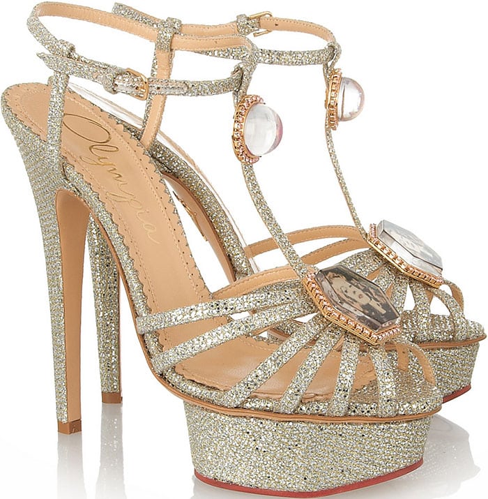 Charlotte Olympia Leading Lady glitter-finished sandals