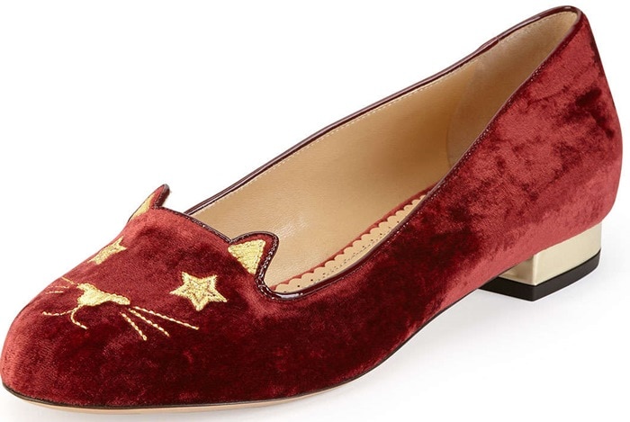 Charlotte Olympia Superstar Velvet Kitty Slipper