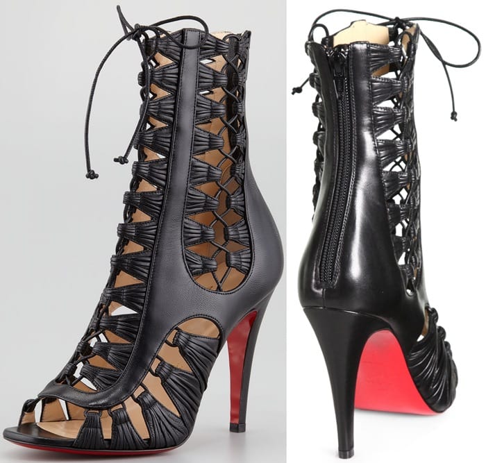 Christian Louboutin Azimut Caged Leather Bootie Black