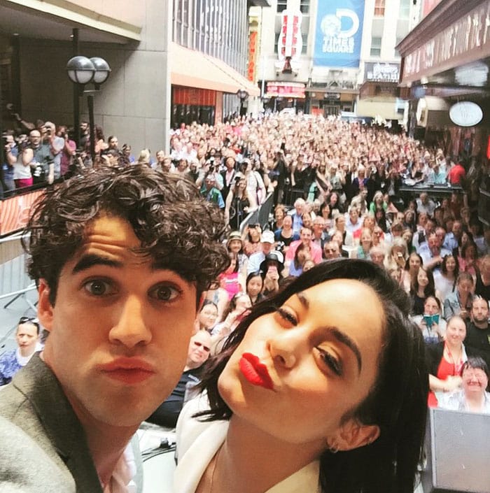 Darren Criss uploaded a photo of him and Vanessa Hudgens to his Instagram account
