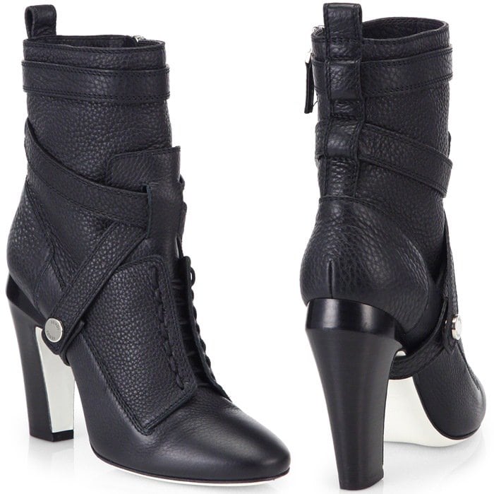 Fendi Black Diana 105Mm Leather Ankle Boots