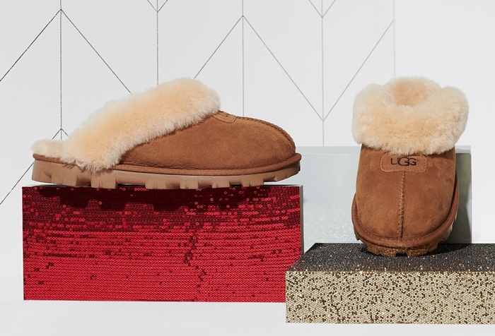 An incredibly plush, genuine shearling lining creates superior softness in a comfy, cozy Coquette slipper