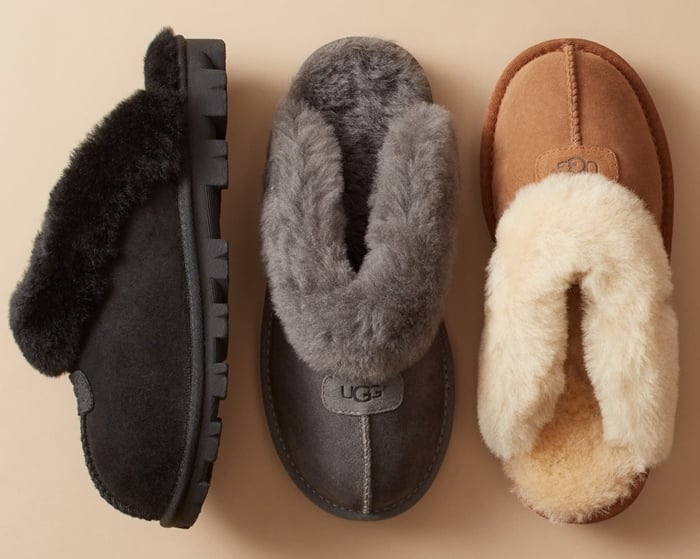 An incredibly plush, genuine shearling lining creates superior softness in a comfy, cozy Coquette slipper