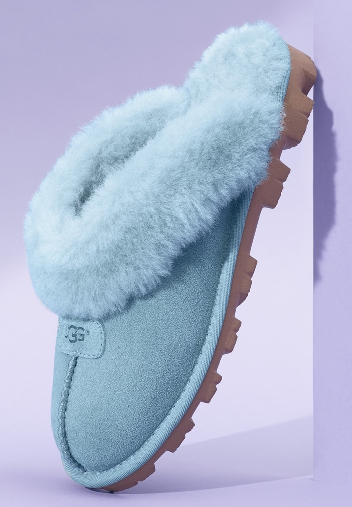 An incredibly plush, genuine shearling lining creates superior softness in a comfy, cozy Coquette slipper