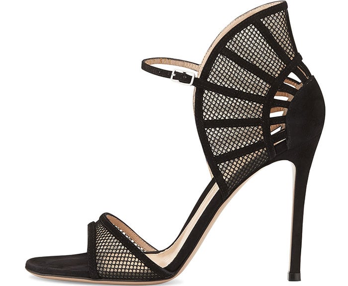 Gianvito Rossi Suede & Mesh Fan Sandals