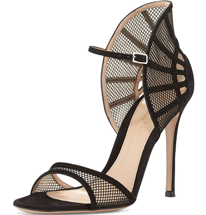 Gianvito Rossi Suede & Mesh Fan Sandals