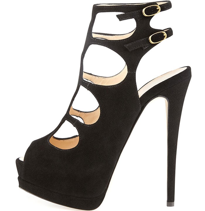 Giuseppe Zanotti Suede Cutout Platform Sandals