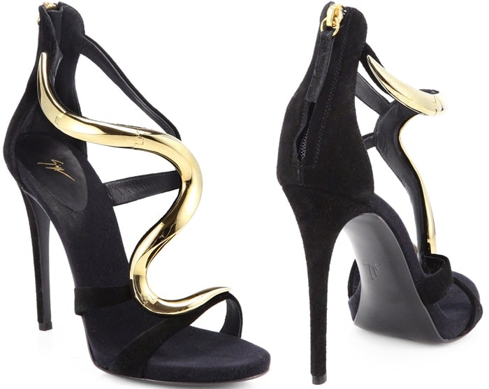 Giuseppe Zanotti Suede & Lacquered Metal Sandals