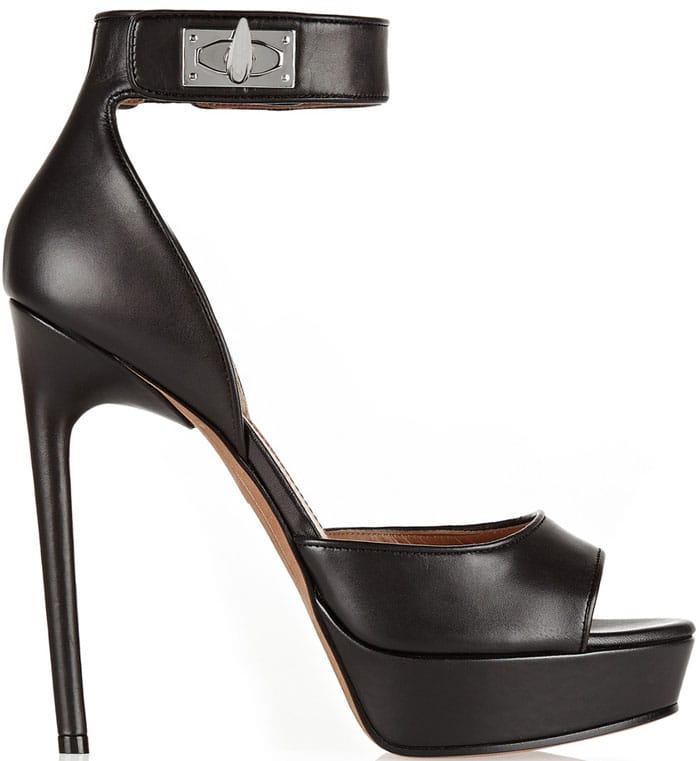 Givenchy Shark Lock Platform Sandals in Black Leather