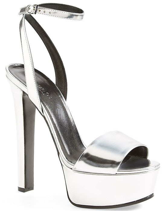 Gucci Leila Platform Sandals in Metallic Silver