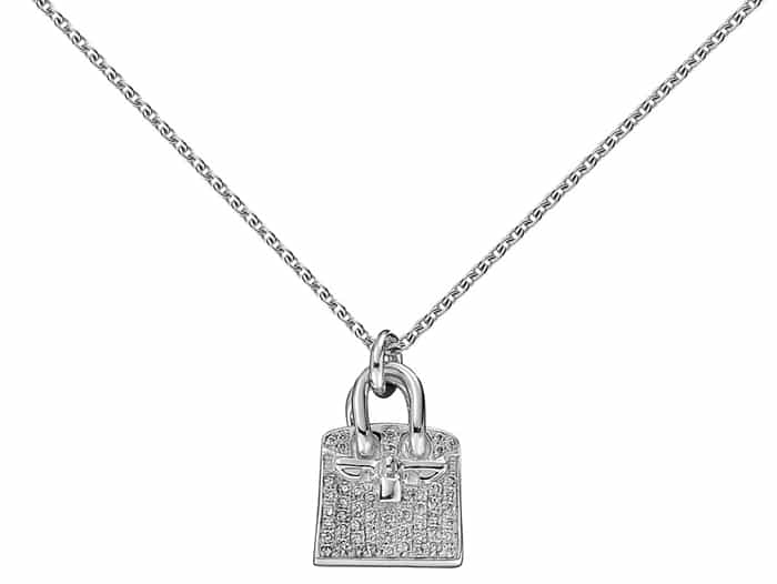 Hermes "Birkin" Charm Pendant in White Gold